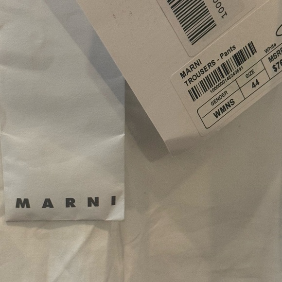 MARNI White Wide Leg Pants with Relaxed Fit and Textured Fabric - Picture 8 of 10